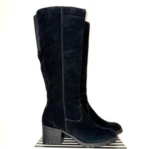 Le Chateau - Suede Knee-High Almond Toe Lug Sole Heeled Boot